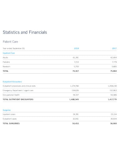 hospital annual statistical report template