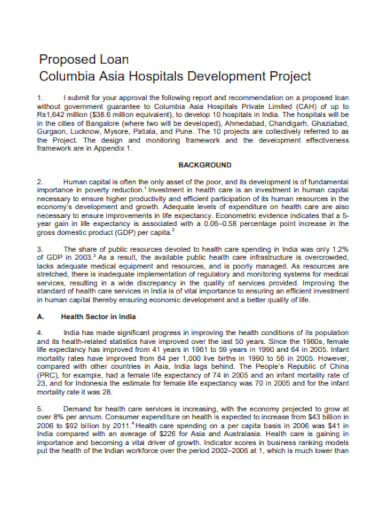 hospital bank loan project report template