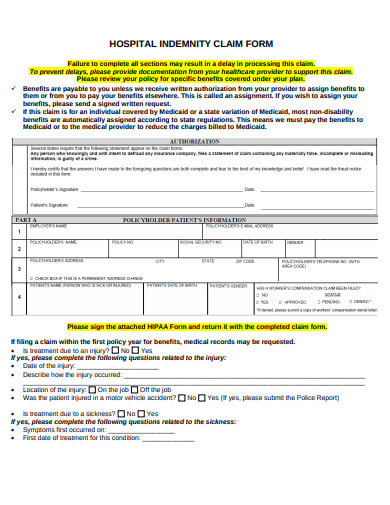 Free 10 Hospital Indemnity Claim Form Templates In Pdf 2036