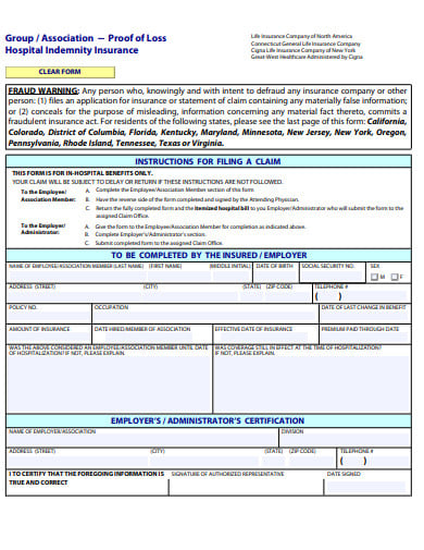 hospital indemnity insurance claim form template