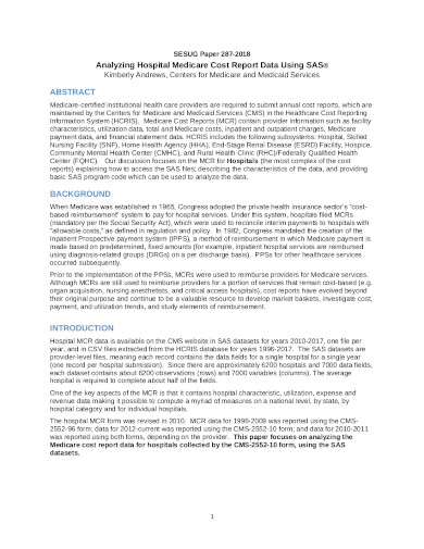 hospital medicare cost report