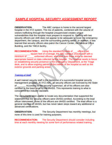 hospital security assessment report