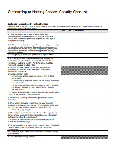 hosting services security checklist