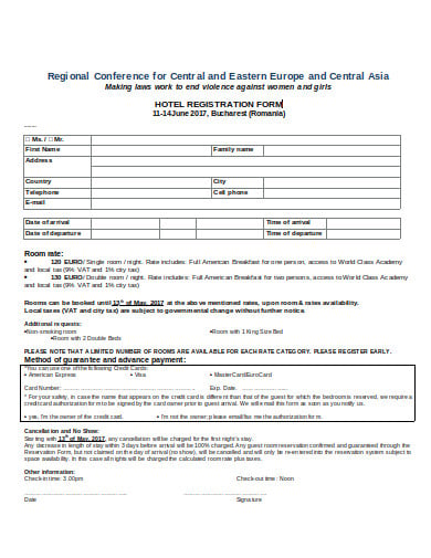 hotel registration form template
