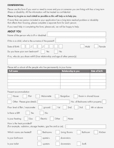 housing medical assessment form template