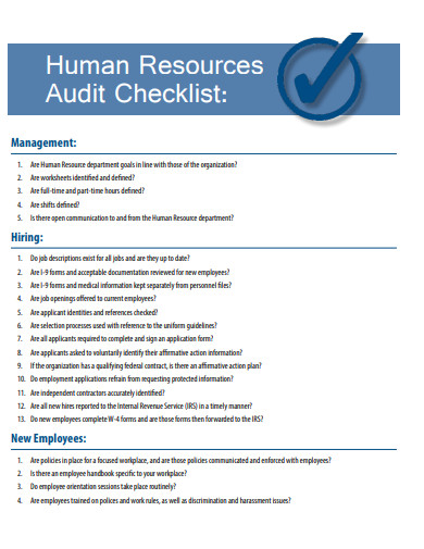 14+ FREE Hr Audit Checklist Templates in PDF | DOC | XLS