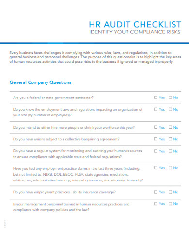 14+ FREE Hr Audit Checklist Templates in PDF | DOC | XLS