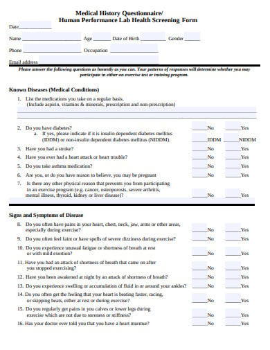human-performance-medical-history-questionnaire-template