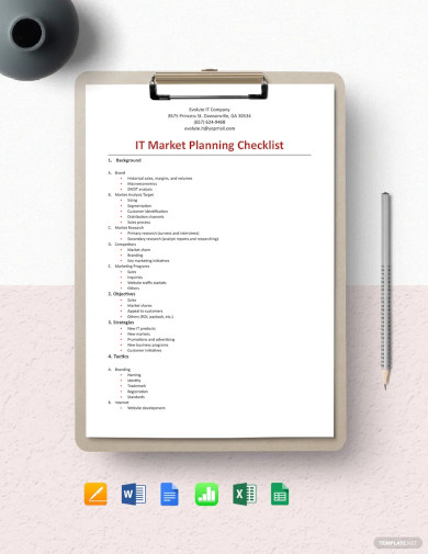 it market planning checklist templates