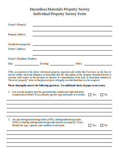individual property survey form