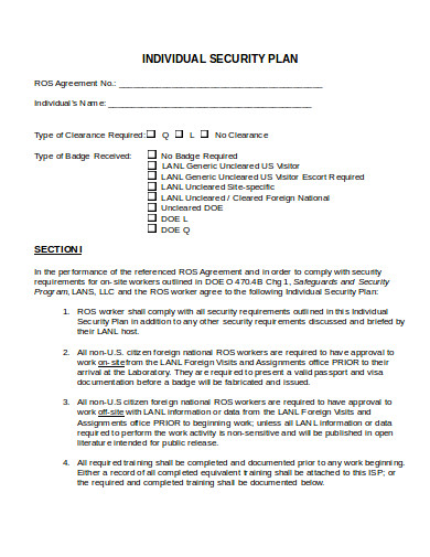 10 Security Plan Templates In Google Docs Word Pages PDF   Individual Security Plan 