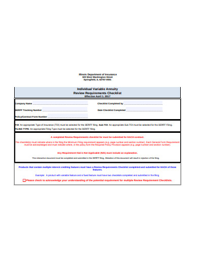 individual-variable-annuity-review-checklist-template