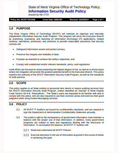 Information System Audit Report Template