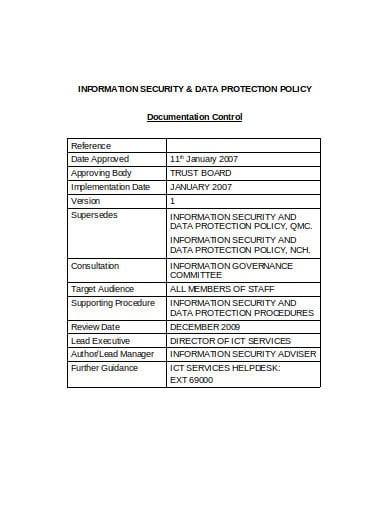 information security and data protection policy template