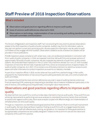 inspection audit observation report