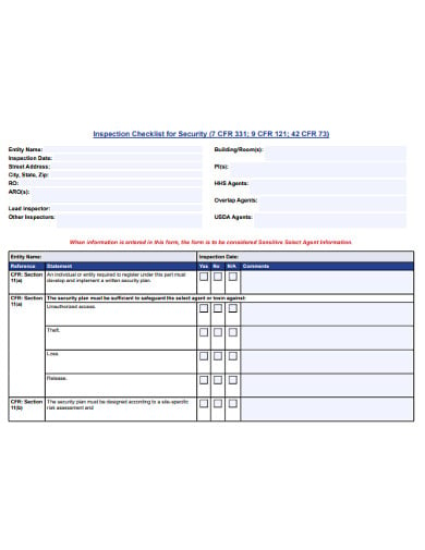 FREE 7+ Security Inspection Checklist Templates in PDF | MS Word