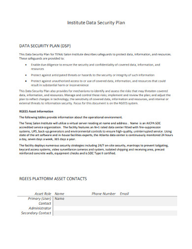 institute data security plan