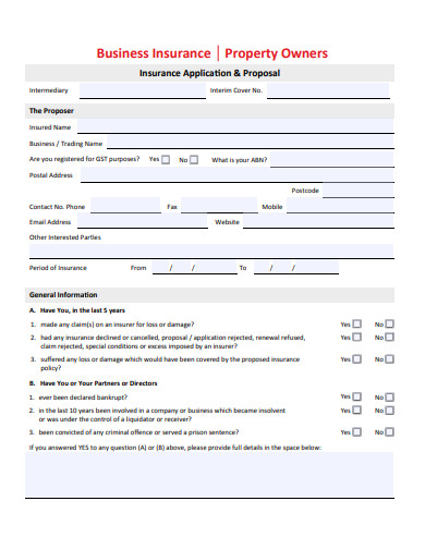insurance property proposal form