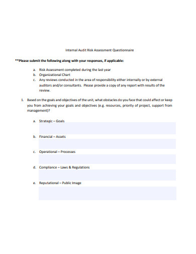 internal audit risk assessment questionnaire template