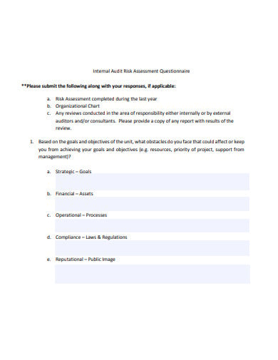 Internal Audit Risk Assessment Questionnaire Template Gambaran 