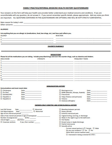 23+ Health History Questionnaire Templates in PDF | Microsoft Word ...