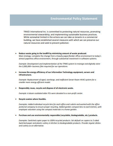 international office environment policy statement