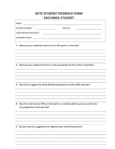 international student feedback form