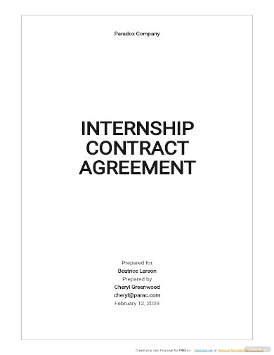 internship contract agreement template