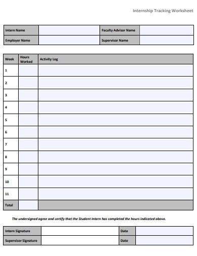 7+ Internship Hours Tracking Sheet Templates in Doc | Excel | PDF ...