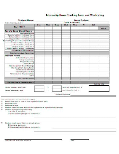 internship hours weekly log tracking sheet template