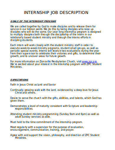 10 Internship Job Description Templates In PDF DOC