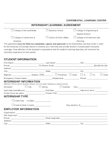 internship learning agreement in pdf