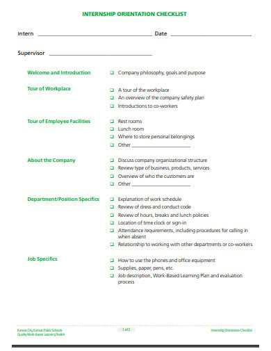 internship-orientation-checklist-template