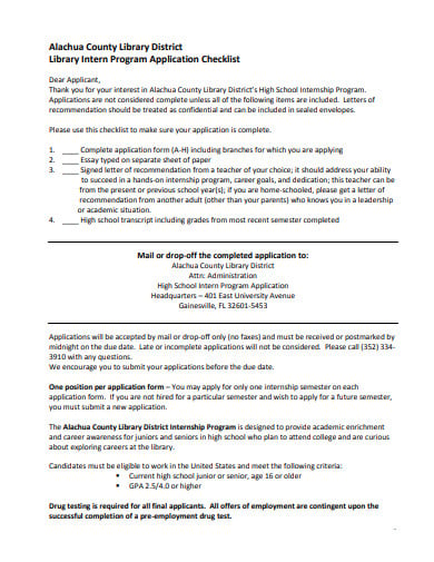 internship program application checklist