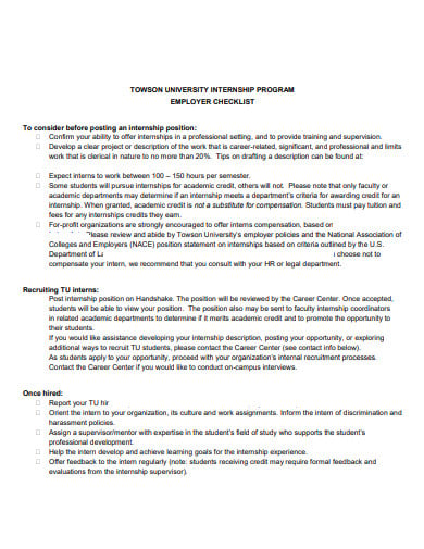 3  Employer Internship Checklist Templates in PDF