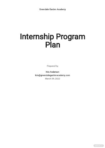 internship program plan templates