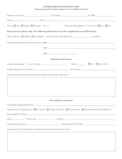 10+ Internship Registration Form Templates in PDF