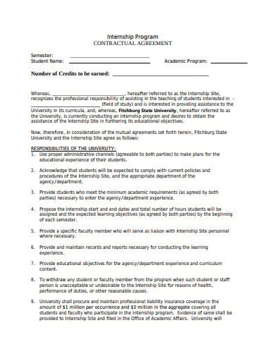internship site contractual agreement template