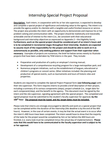 research proposal format for internship