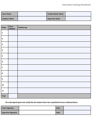 4+ Internship Tracking Sheet Templates - PDF | DOC