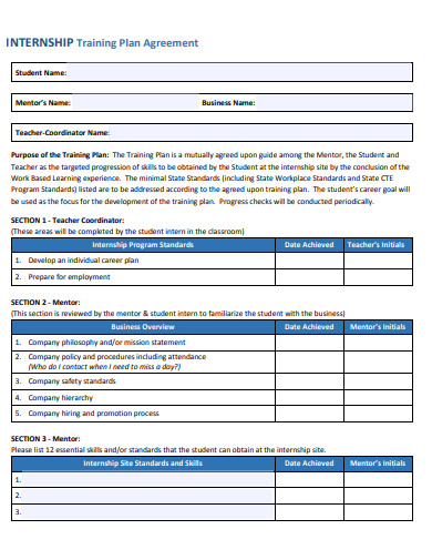 10+ Internship Training Agreement Templates in PDF | DOC