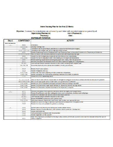 11  Internship Training Plan Templates in Doc Excel PDF