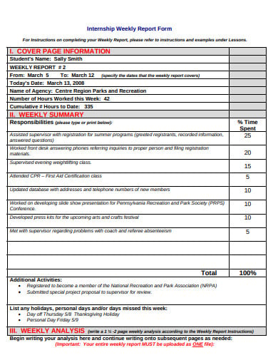 internship-weekly-report-form-template