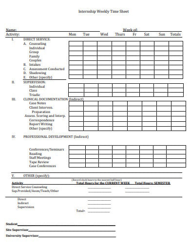 7+ Internship Hours Tracking Sheet Templates in Doc | Excel | PDF