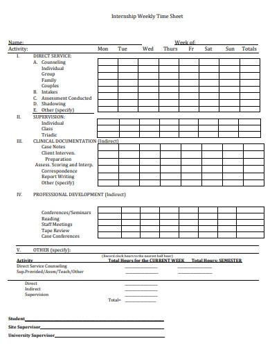 7 Internship Hours Tracking Sheet Templates In Doc Excel Pdf