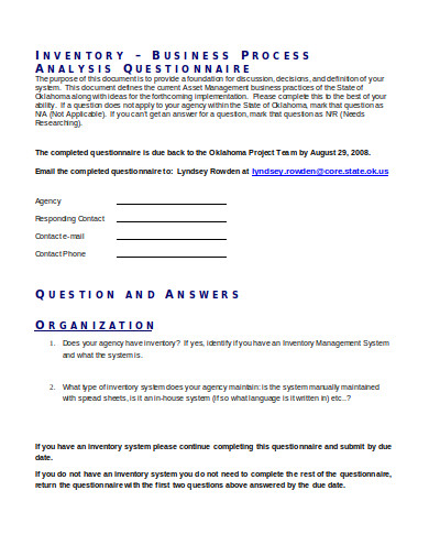 9 Business Analysis Questionnaire Templates In Pdf Ms Word