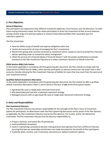 investment policy statement example