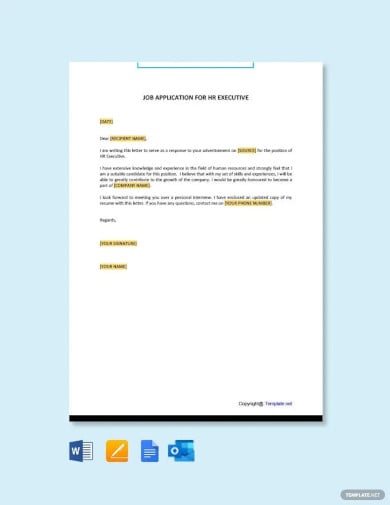 job application for hr executive template