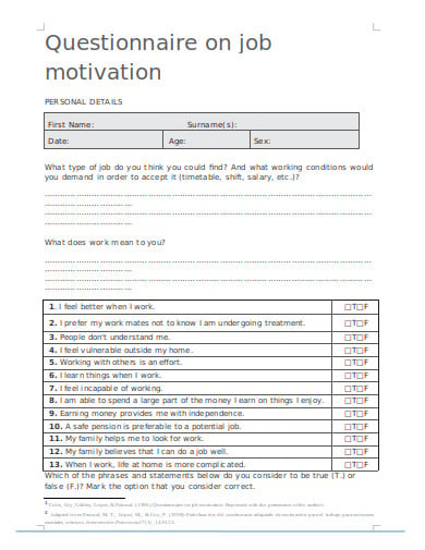 job motivation questionnaire