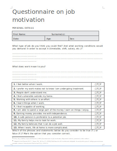 17+ Free Motivation Questionnaire Templates in PDF | Microsoft Word